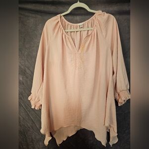Spense Pink Long Sleeve Puff Sleeve Blouse
